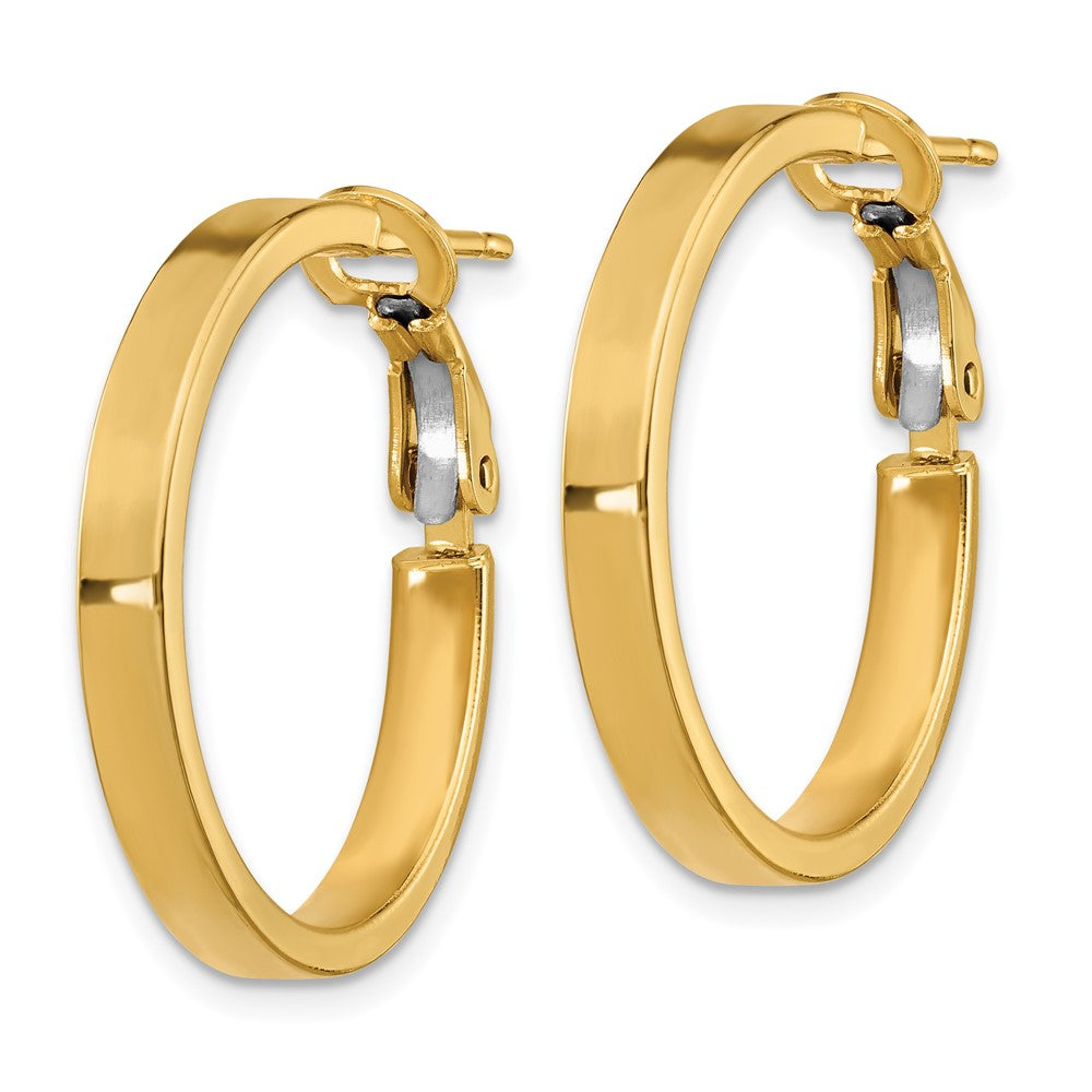 Gold Square Tube Omega Back Hoop Earrings