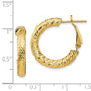 14k 4x23mm Diamond-cut Round Omega Back Tube Hoop Earrings