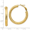 14k 4x34mm Diamond-cut Round Omega Back Tube Hoop Earrings