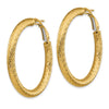 14k 4x40mm Diamond-cut Round Omega Back Tube Hoop Earrings