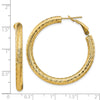 14k 4x40mm Diamond-cut Round Omega Back Tube Hoop Earrings