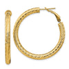 14k 4x40mm Diamond-cut Round Omega Back Tube Hoop Earrings