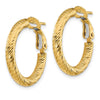 Gold Twisted Diamond-cut Omega Back Hoop Earrings