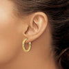 Gold Twisted Diamond-cut Omega Back Hoop Earrings
