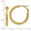 Gold Twisted Diamond-cut Omega Back Hoop Earrings