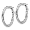 14k White Gold 3x27mm Diamond-cut Round Omega Back Tube Hoop Earrings