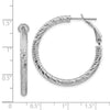 14k White Gold 3x32mm Diamond-cut Round Omega Back Tube Hoop Earrings
