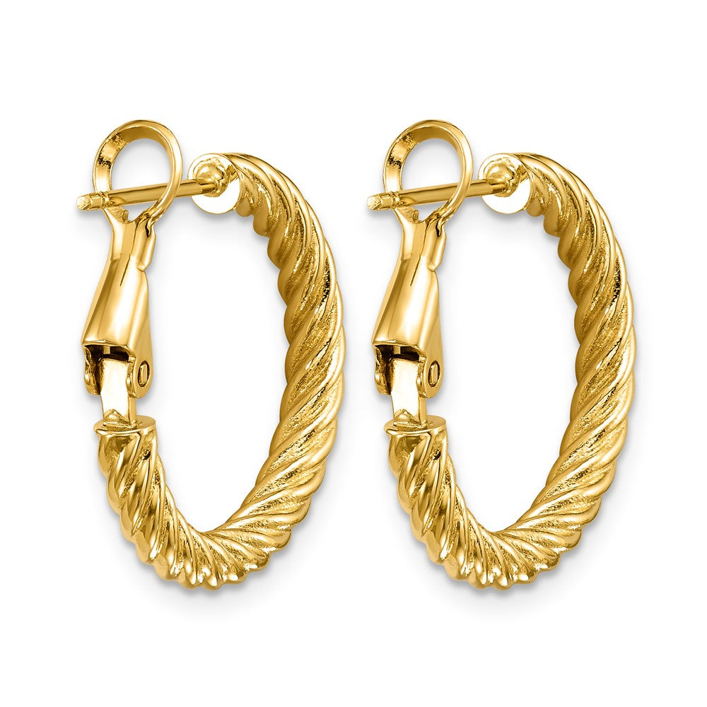 Gold Twisted Omega Back Hoop Earrings