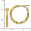 14k 3x26mm Twisted Round Tube Hoop Earrings