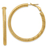 14k 4x44mm Twisted Round Omega Back Tube Hoop Earrings