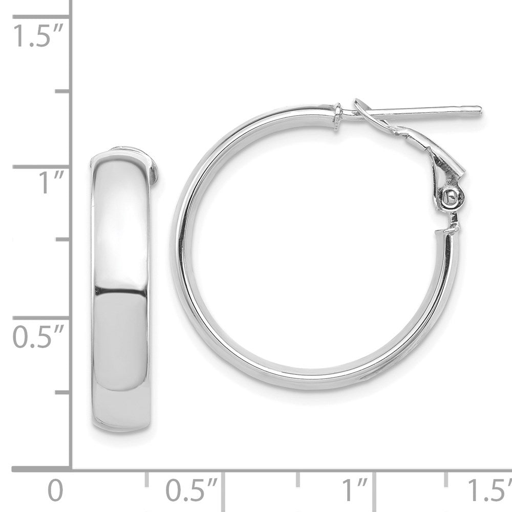 Gold Half Round Tube Omega Back Hoop Earrings