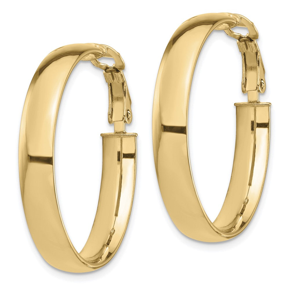 Gold Half Round Tube Omega Back Hoop Earrings