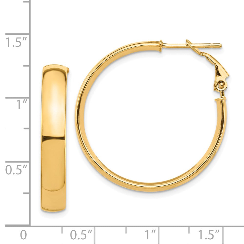 Gold Half Round Tube Omega Back Hoop Earrings