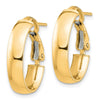 Gold Half Round Tube Oval Omega Back Hoop Earrings