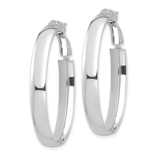 Gold Half Round Tube Oval Omega Back Hoop Earrings