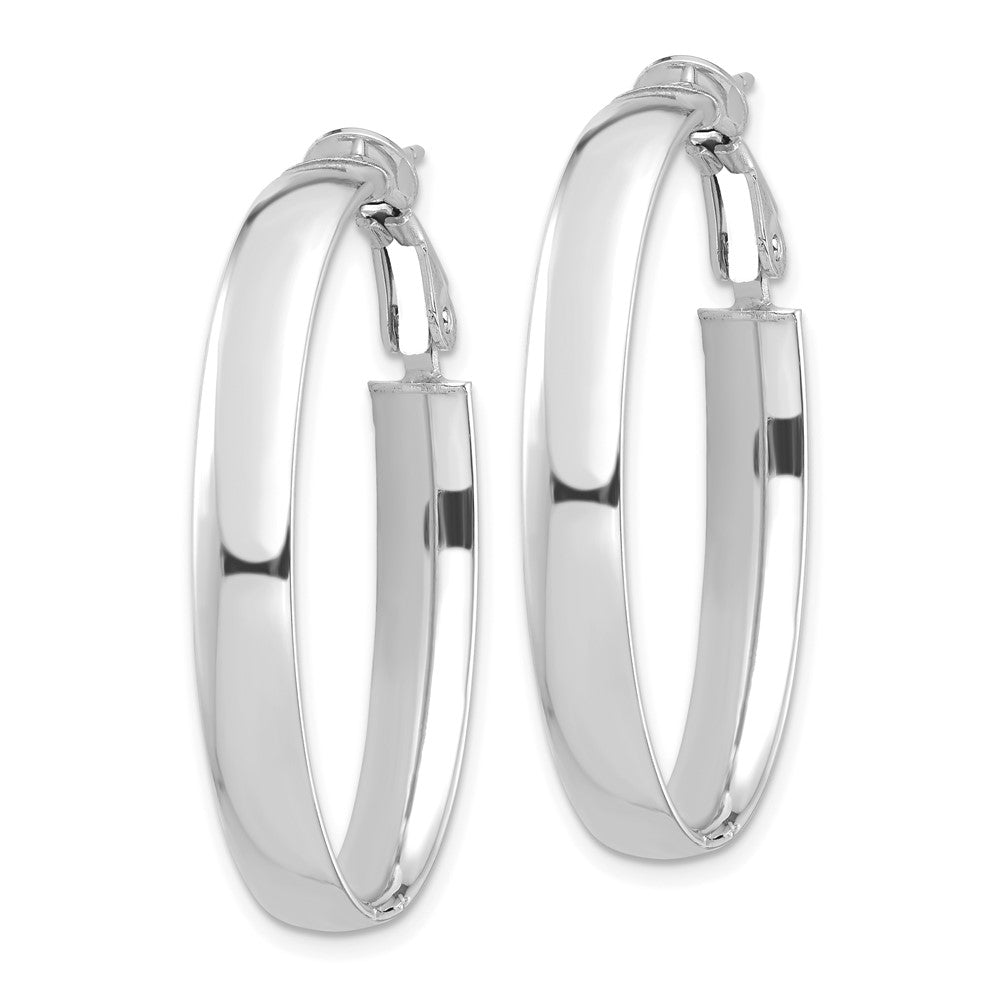 Gold Half Round Tube Oval Omega Back Hoop Earrings