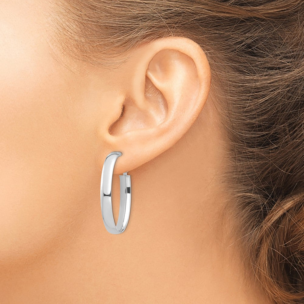 Gold Half Round Tube Oval Omega Back Hoop Earrings