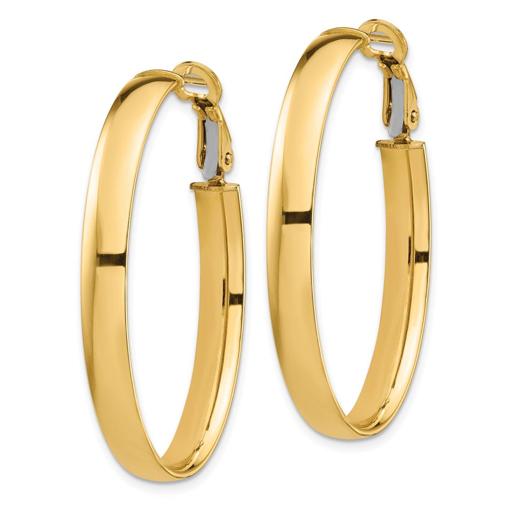 Gold Half Round Tube Oval Omega Back Hoop Earrings