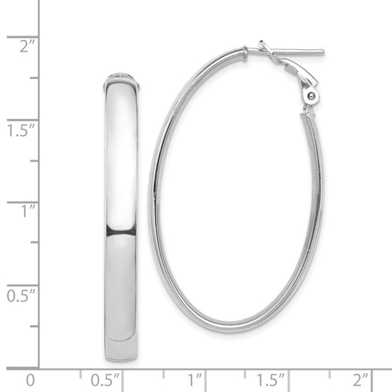 Gold Half Round Tube Oval Omega Back Hoop Earrings