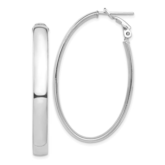 Gold Half Round Tube Oval Omega Back Hoop Earrings