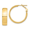 14k 7x25mm High Polished Flat Tube Omega Back Hoop Earrings