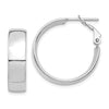 14k White Gold 7x25mm High Polished Flat Tube Omega Back Hoop Earrings