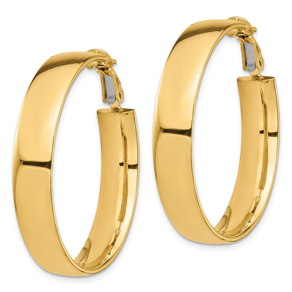 Gold Half Round Tube Omega Back Hoop Earrings