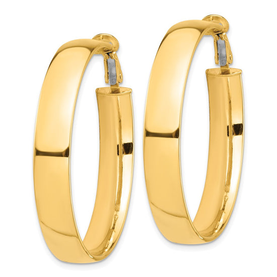 Gold Half Round Tube Omega Back Hoop Earrings