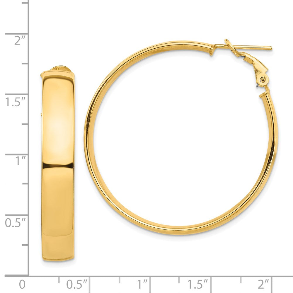 Gold Half Round Tube Omega Back Hoop Earrings