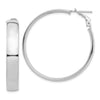 14k White Gold 7x42mm High Polished Flat Tube Omega Back Hoop Earrings