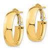 Gold Half Round Tube Oval Omega Back Hoop Earrings