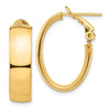 Gold Half Round Tube Oval Omega Back Hoop Earrings