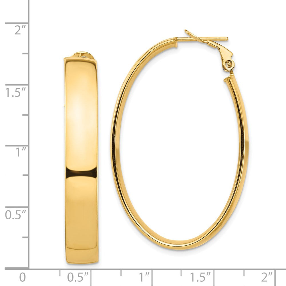 Gold Half Round Tube Oval Omega Back Hoop Earrings