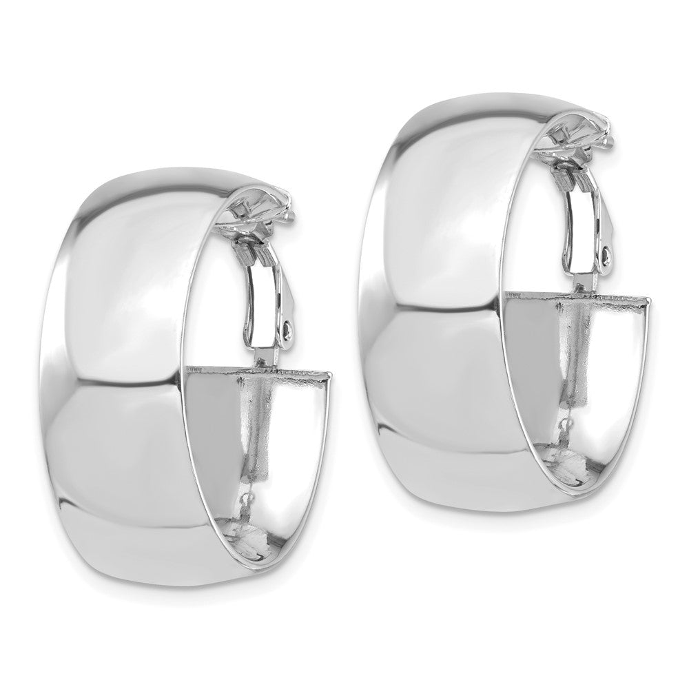 Gold Half Round Tube Omega Back Hoop Earrings