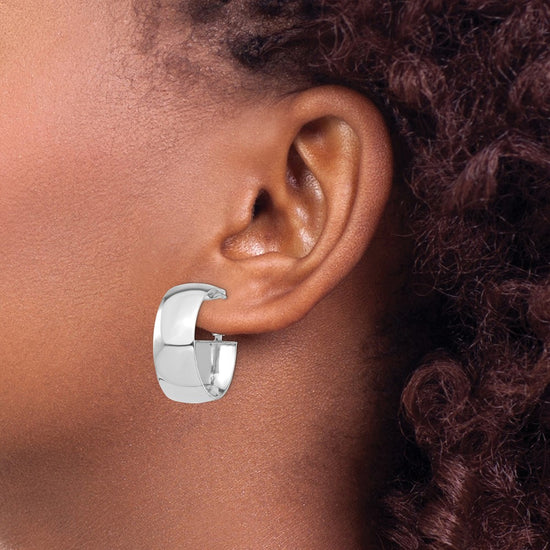 Gold Half Round Tube Omega Back Hoop Earrings