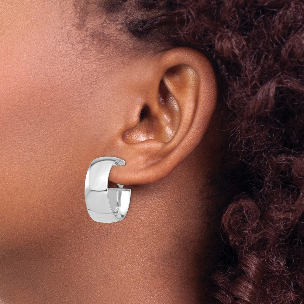Gold Half Round Tube Omega Back Hoop Earrings