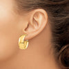 Gold Half Round Tube Oval Omega Back Hoop Earrings