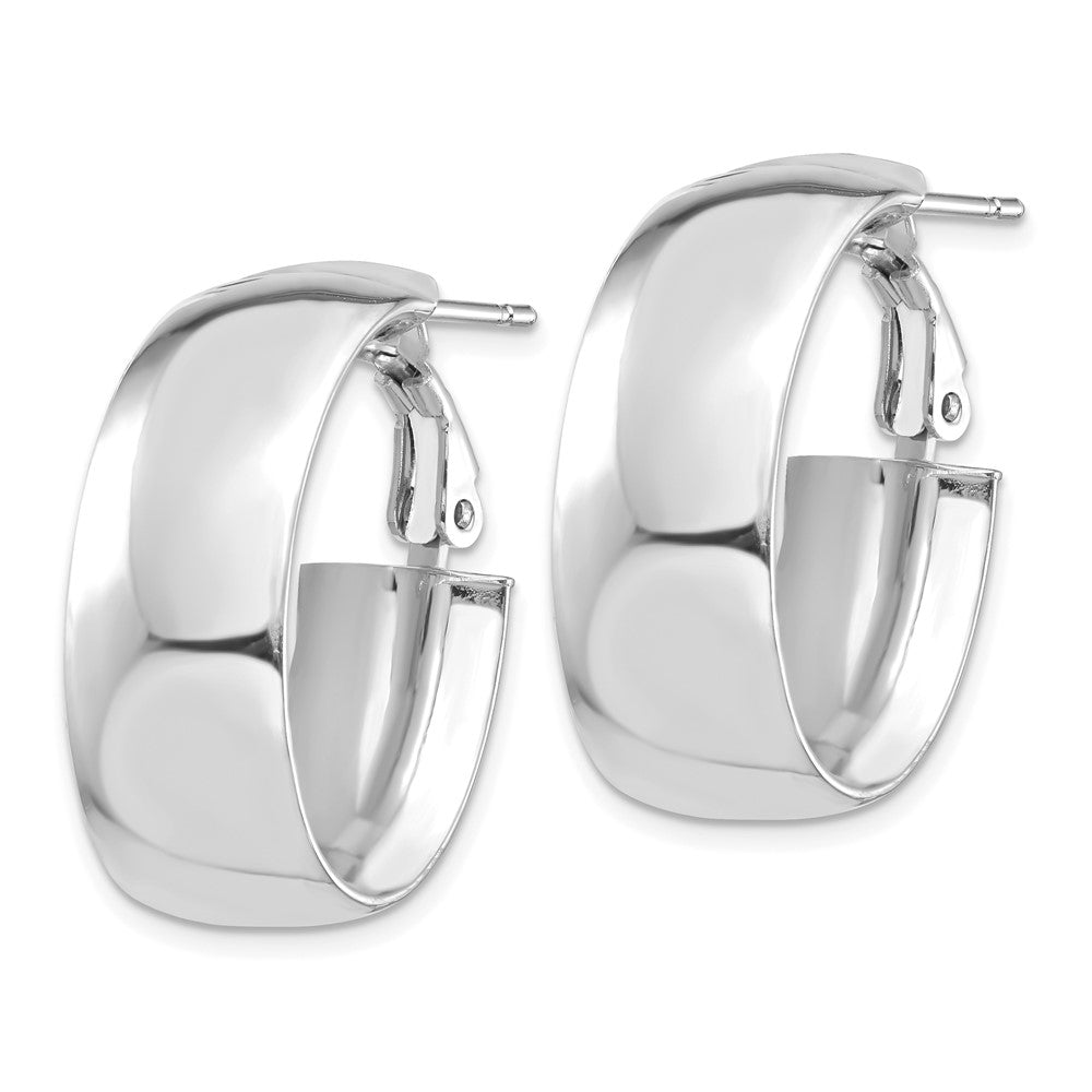 Gold Half Round Tube Oval Omega Back Hoop Earrings