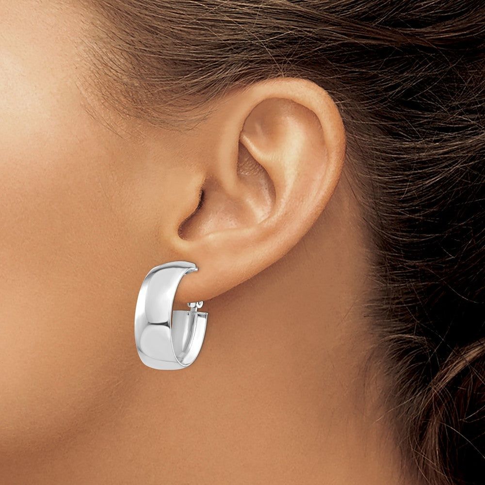 Gold Half Round Tube Oval Omega Back Hoop Earrings