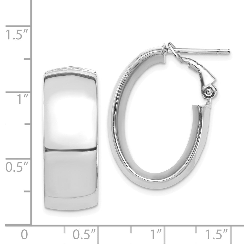 Gold Half Round Tube Oval Omega Back Hoop Earrings