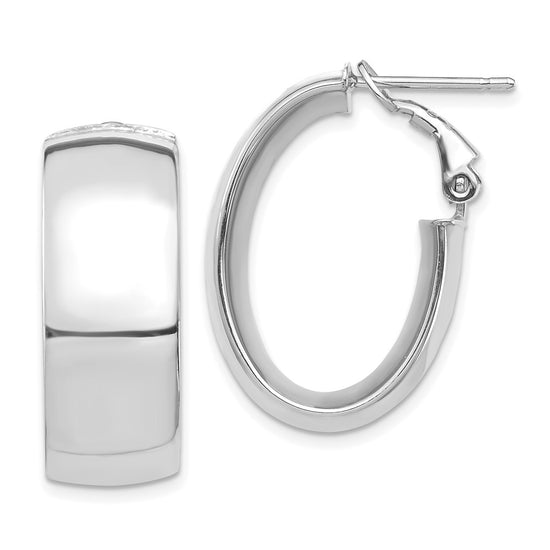 Gold Half Round Tube Oval Omega Back Hoop Earrings