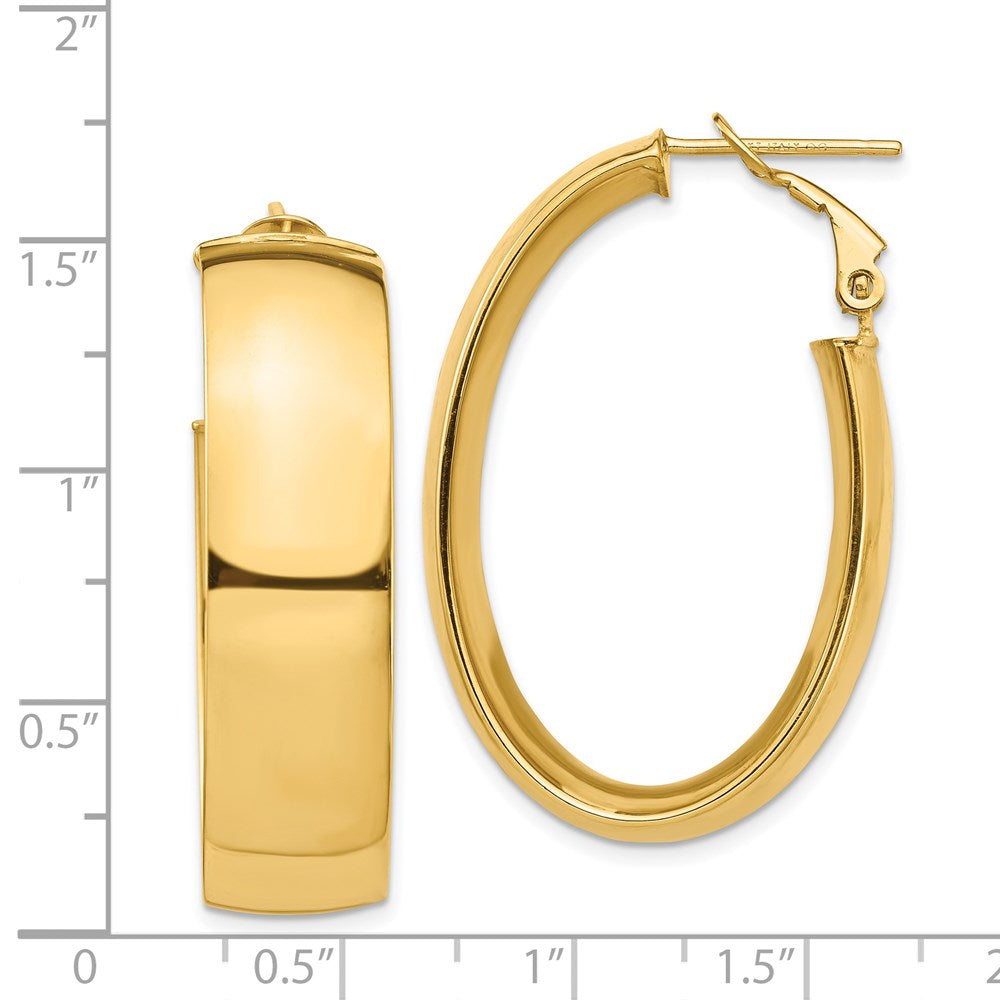 Gold Half Round Tube Oval Omega Back Hoop Earrings