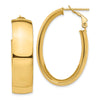 Gold Half Round Tube Oval Omega Back Hoop Earrings