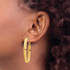 Gold Half Round Tube Oval Omega Back Hoop Earrings