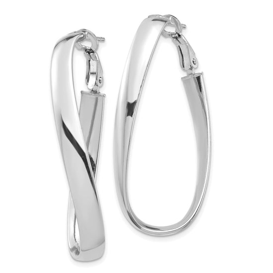 Gold Oval Twisted Omega Back Hoop Earrings