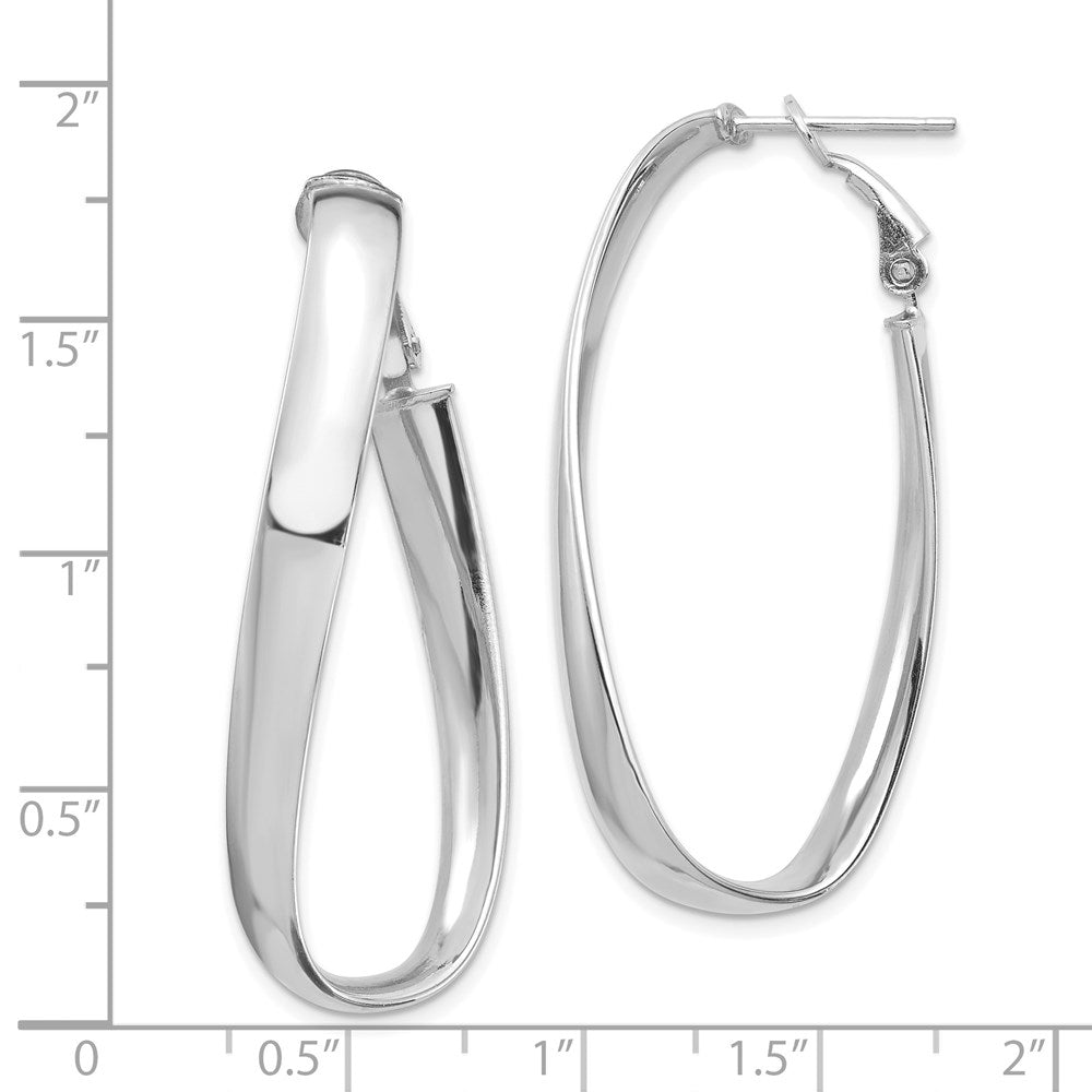 Gold Oval Twisted Omega Back Hoop Earrings