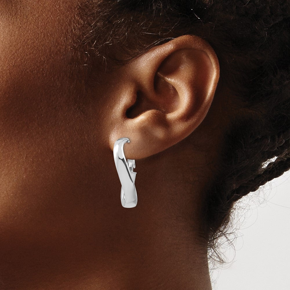 Gold Oval Twisted Omega Back Hoop Earrings