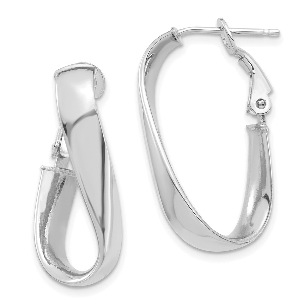 Gold Oval Twisted Omega Back Hoop Earrings