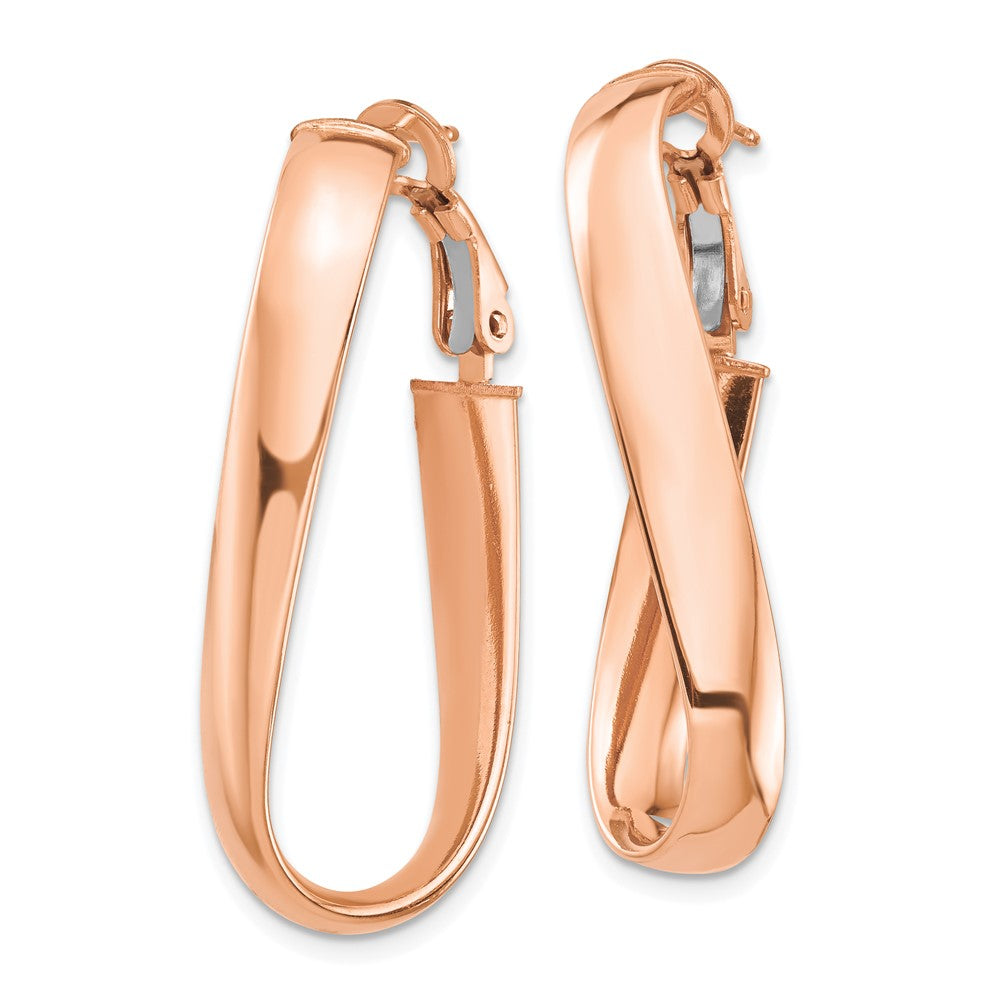 Gold Oval Twisted Omega Back Hoop Earrings