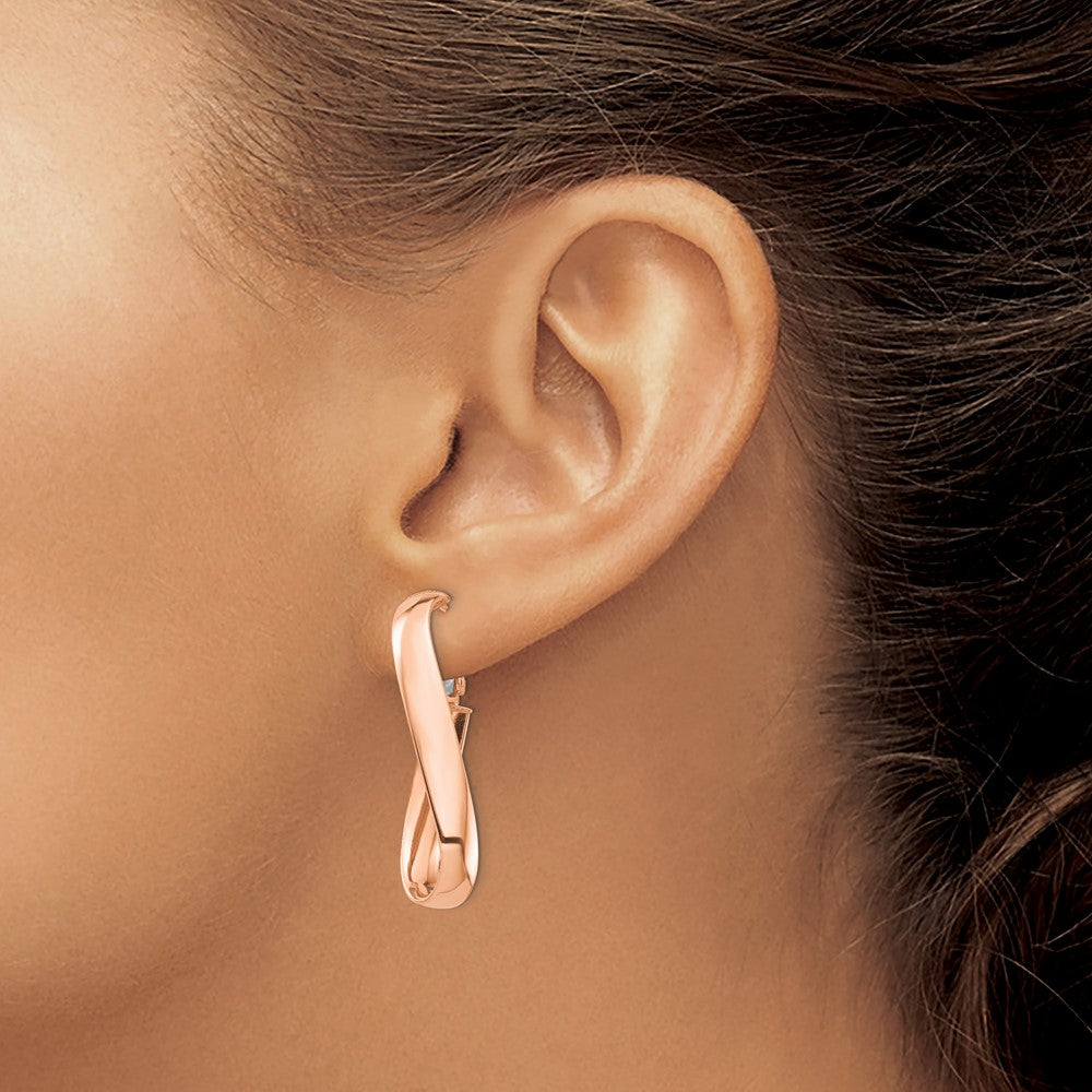 Gold Oval Twisted Omega Back Hoop Earrings